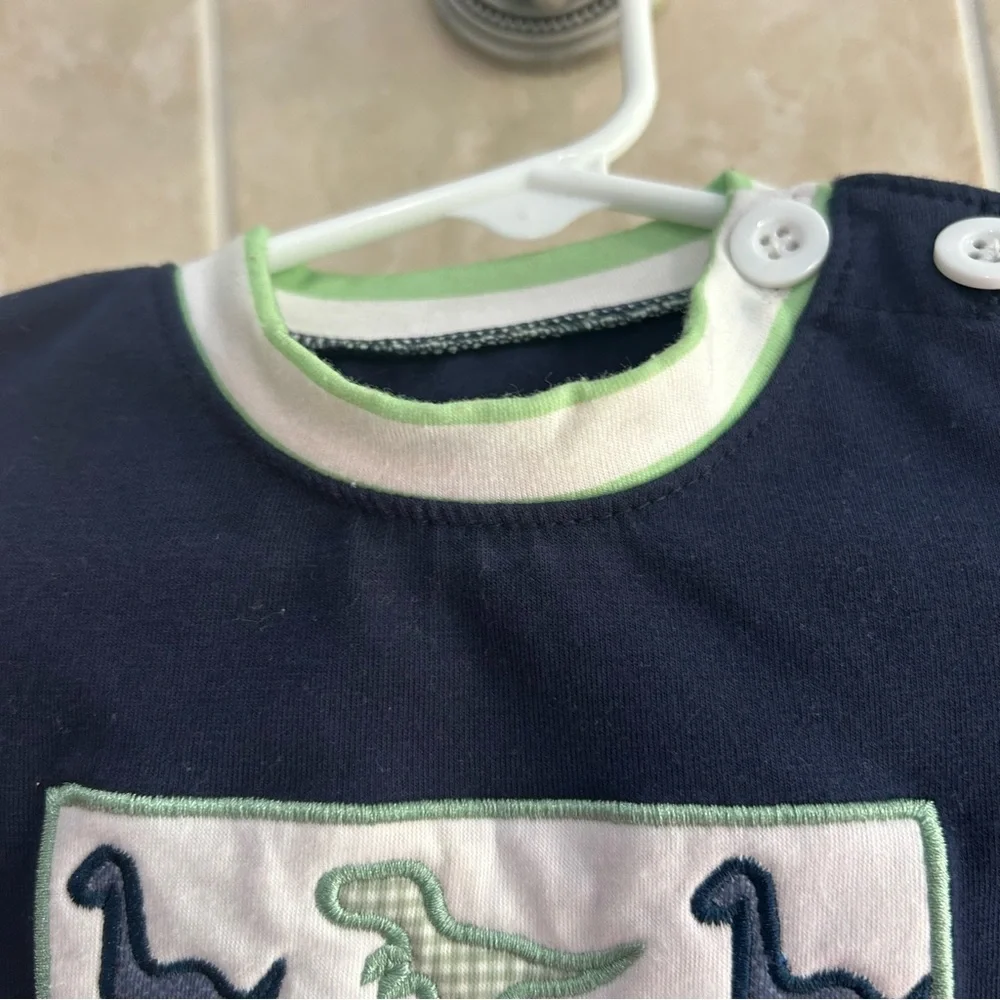 Honey Bean Dinosaur Romper Navy Blue